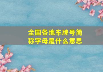 全国各地车牌号简称字母是什么意思