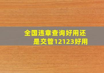 全国违章查询好用还是交管12123好用