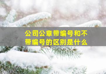 公司公章带编号和不带编号的区别是什么