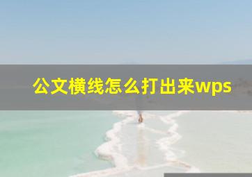 公文横线怎么打出来wps