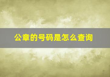 公章的号码是怎么查询