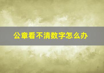 公章看不清数字怎么办