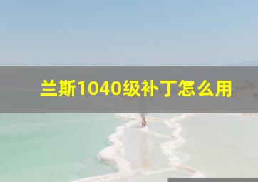 兰斯1040级补丁怎么用