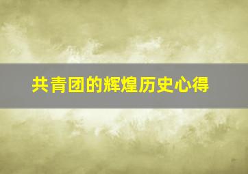 共青团的辉煌历史心得