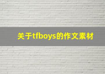 关于tfboys的作文素材