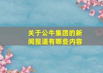 关于公牛集团的新闻报道有哪些内容