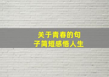 关于青春的句子简短感悟人生