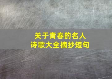 关于青春的名人诗歌大全摘抄短句