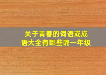 关于青春的词语或成语大全有哪些呢一年级