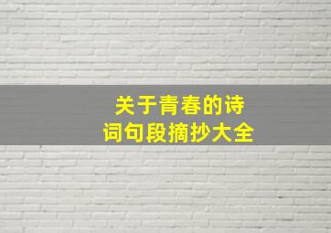 关于青春的诗词句段摘抄大全