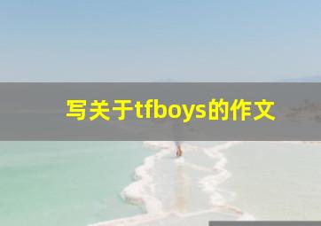 写关于tfboys的作文