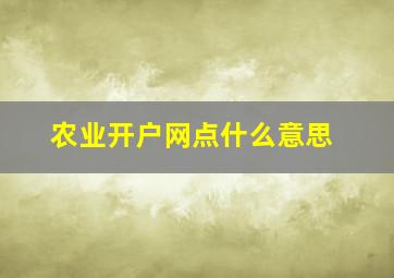 农业开户网点什么意思