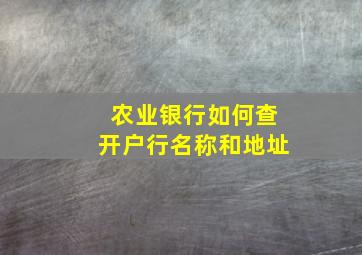 农业银行如何查开户行名称和地址