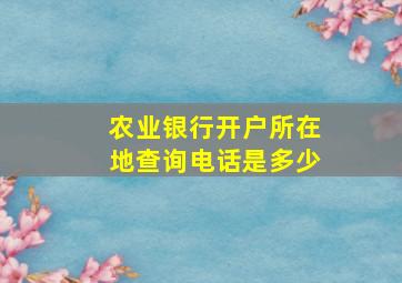 农业银行开户所在地查询电话是多少