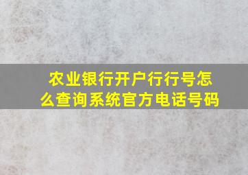 农业银行开户行行号怎么查询系统官方电话号码