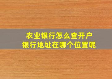 农业银行怎么查开户银行地址在哪个位置呢