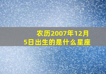 农历2007年12月5日出生的是什么星座