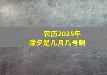 农历2025年除夕是几月几号啊