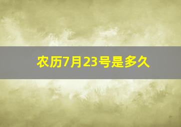 农历7月23号是多久