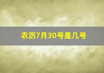 农历7月30号是几号