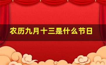 农历九月十三是什么节日