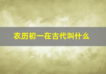 农历初一在古代叫什么