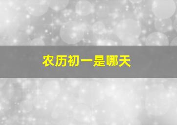 农历初一是哪天