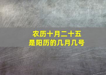 农历十月二十五是阳历的几月几号