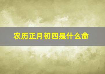 农历正月初四是什么命