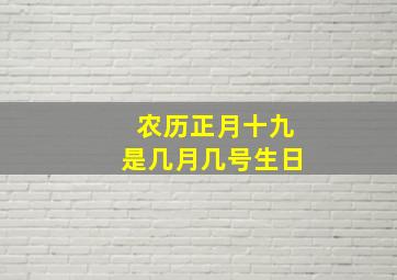 农历正月十九是几月几号生日