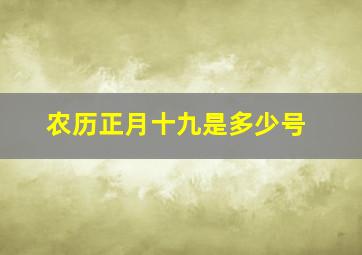 农历正月十九是多少号