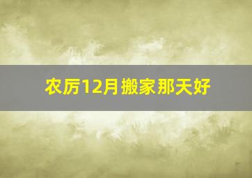 农厉12月搬家那天好