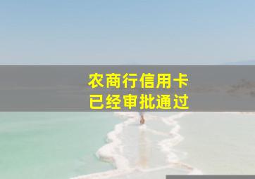 农商行信用卡已经审批通过