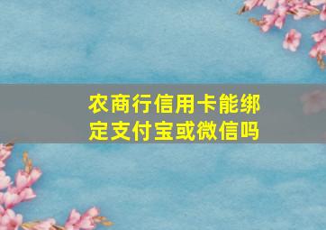 农商行信用卡能绑定支付宝或微信吗