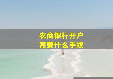 农商银行开户需要什么手续