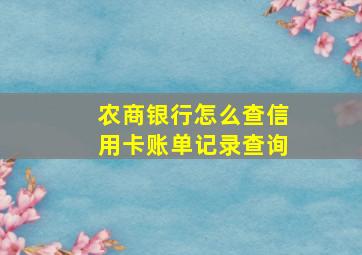 农商银行怎么查信用卡账单记录查询