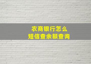 农商银行怎么短信查余额查询