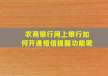 农商银行网上银行如何开通短信提醒功能呢