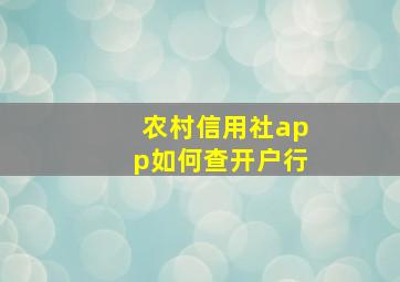 农村信用社app如何查开户行