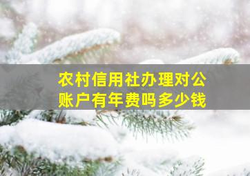 农村信用社办理对公账户有年费吗多少钱