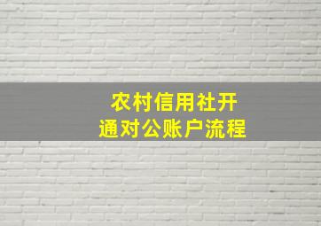 农村信用社开通对公账户流程