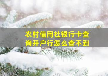 农村信用社银行卡查询开户行怎么查不到