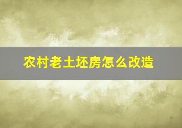 农村老土坯房怎么改造