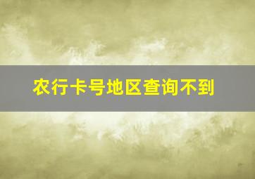 农行卡号地区查询不到