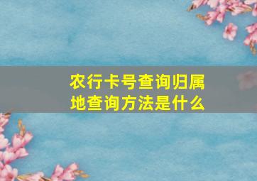 农行卡号查询归属地查询方法是什么