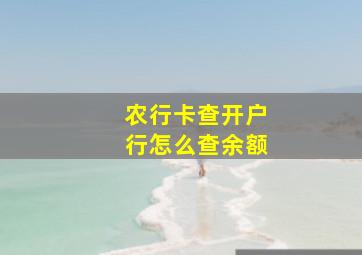 农行卡查开户行怎么查余额