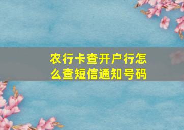 农行卡查开户行怎么查短信通知号码