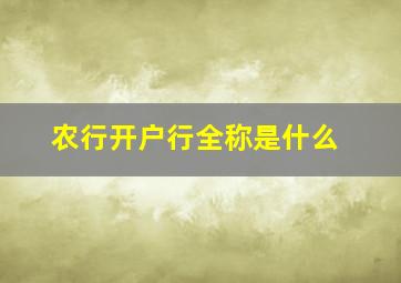 农行开户行全称是什么