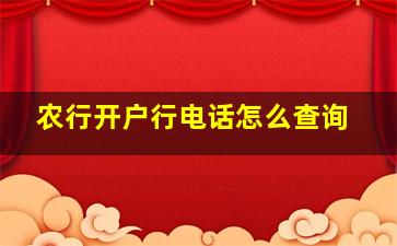 农行开户行电话怎么查询