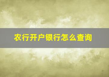 农行开户银行怎么查询